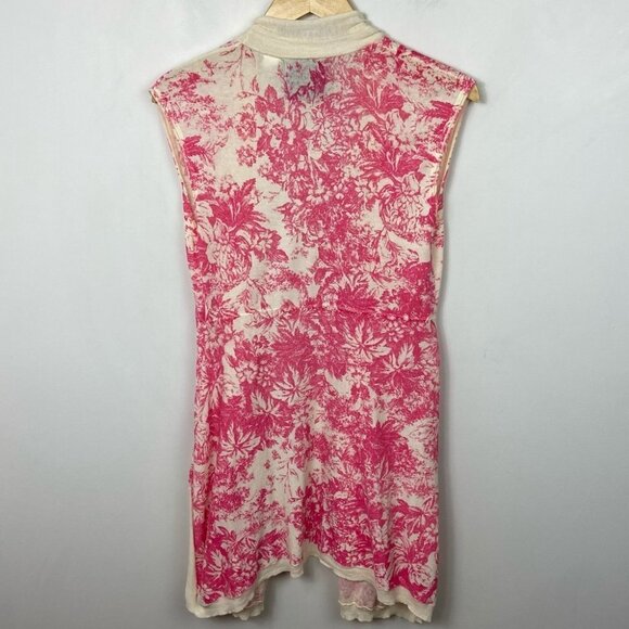 ANTHROPOLOGIE Pink Floral Duster Cardigan Festival Knit Sweater Size Small Boho - Picture 6 of 11